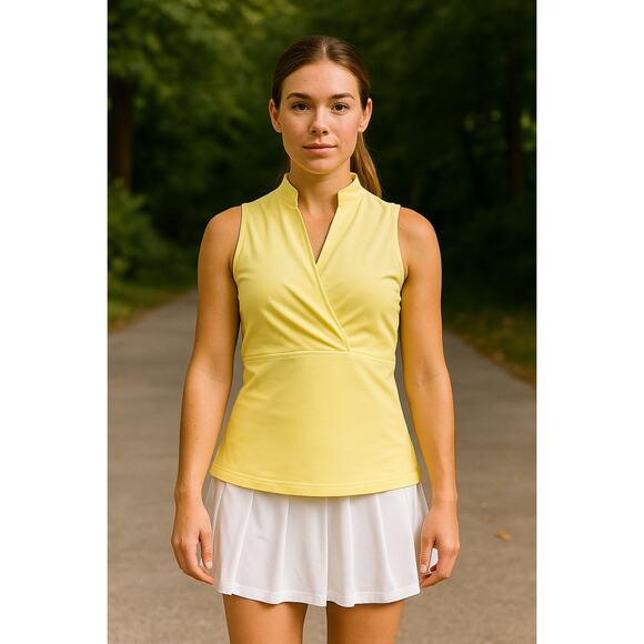 Lululemon Vintage Wrap Front Athletic Tank Top Butter Yellow 4 Tennis Sporty - Picture 1 of 7